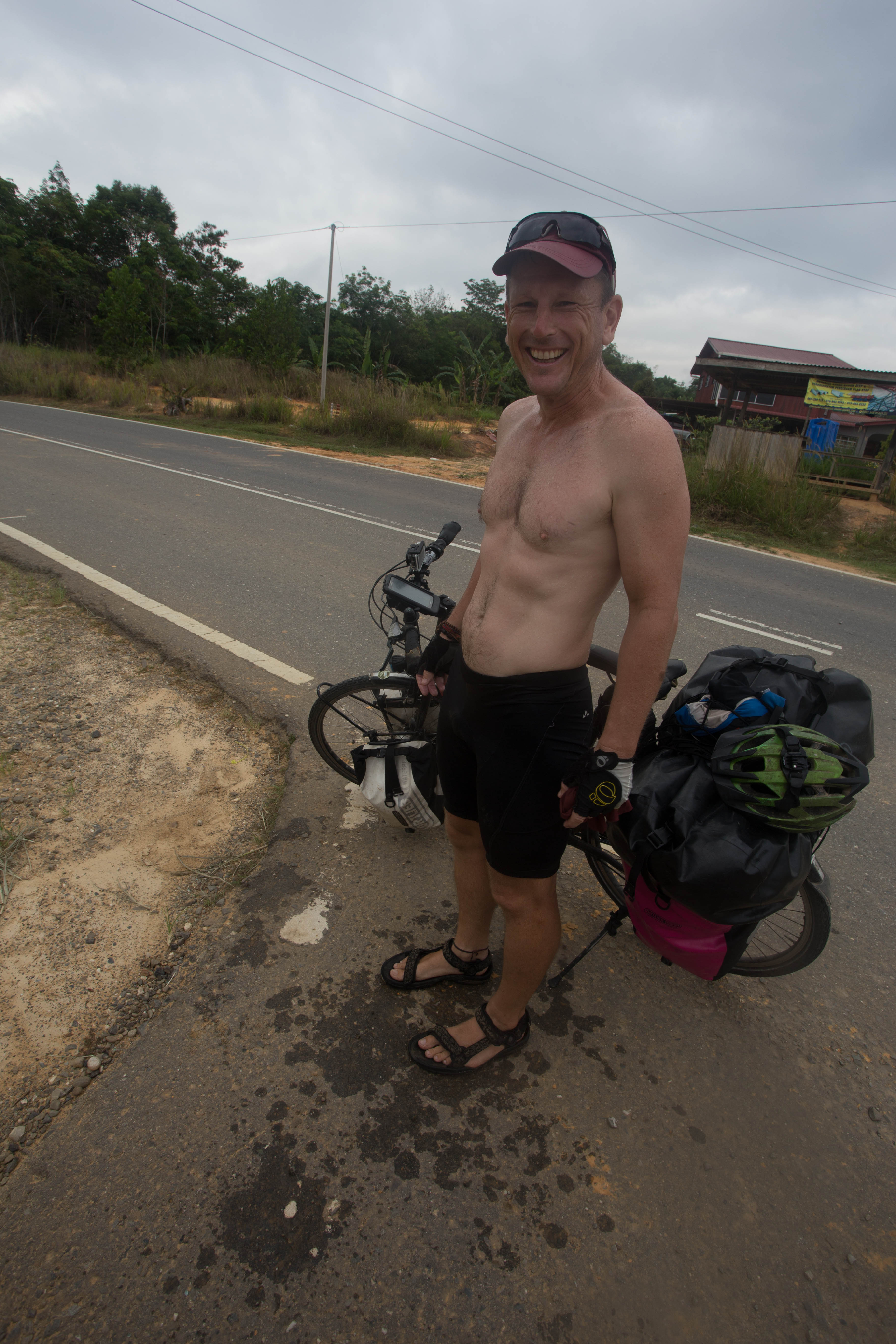 The humidity in Borneo was quite extreme. Combined with Matthew's ability to sweat, it meant he a left a pool like this behind him everywhere he stopped!
