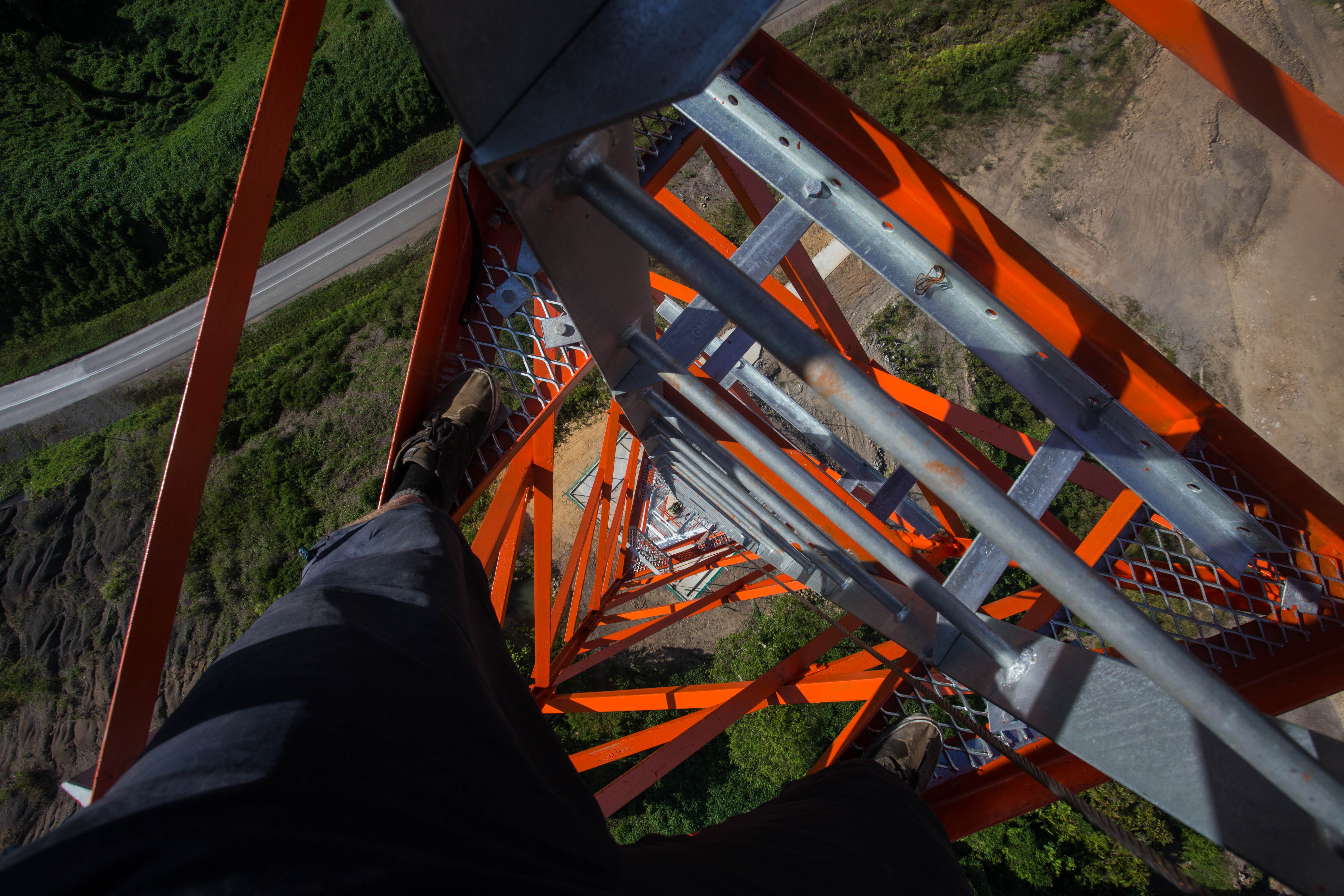 Looking down from the top balcony before the long descent back down to ground level