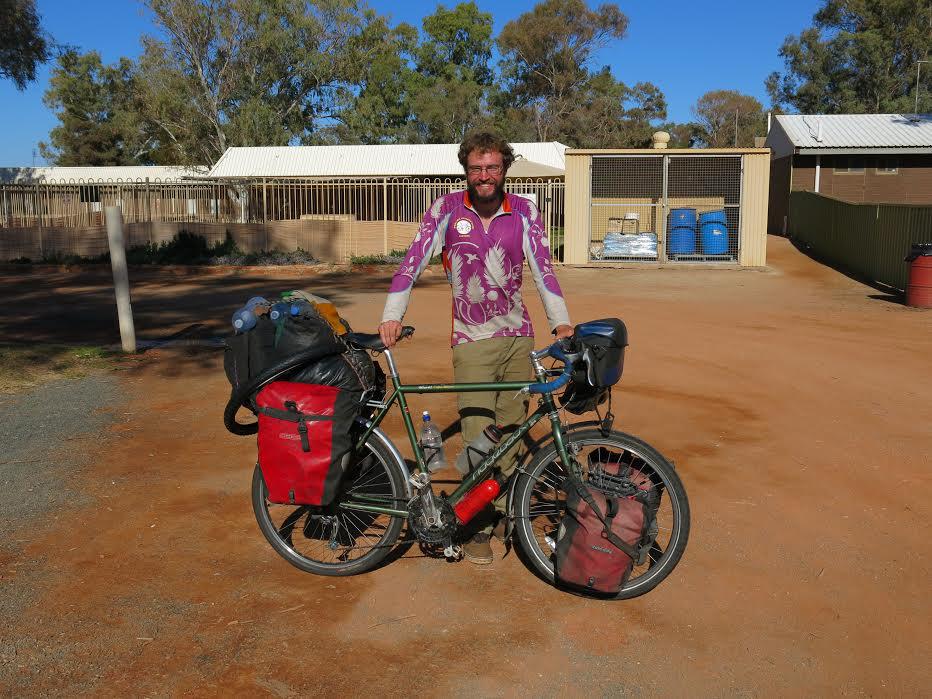 My bicycle loaded up with food and water, ready for the Oodnadatta Track. It weighed more than me here due to some rapid weight-loss caused by having to ration food on a few occasions between Darwin and Marla (Thanks to Anthony for the photo)