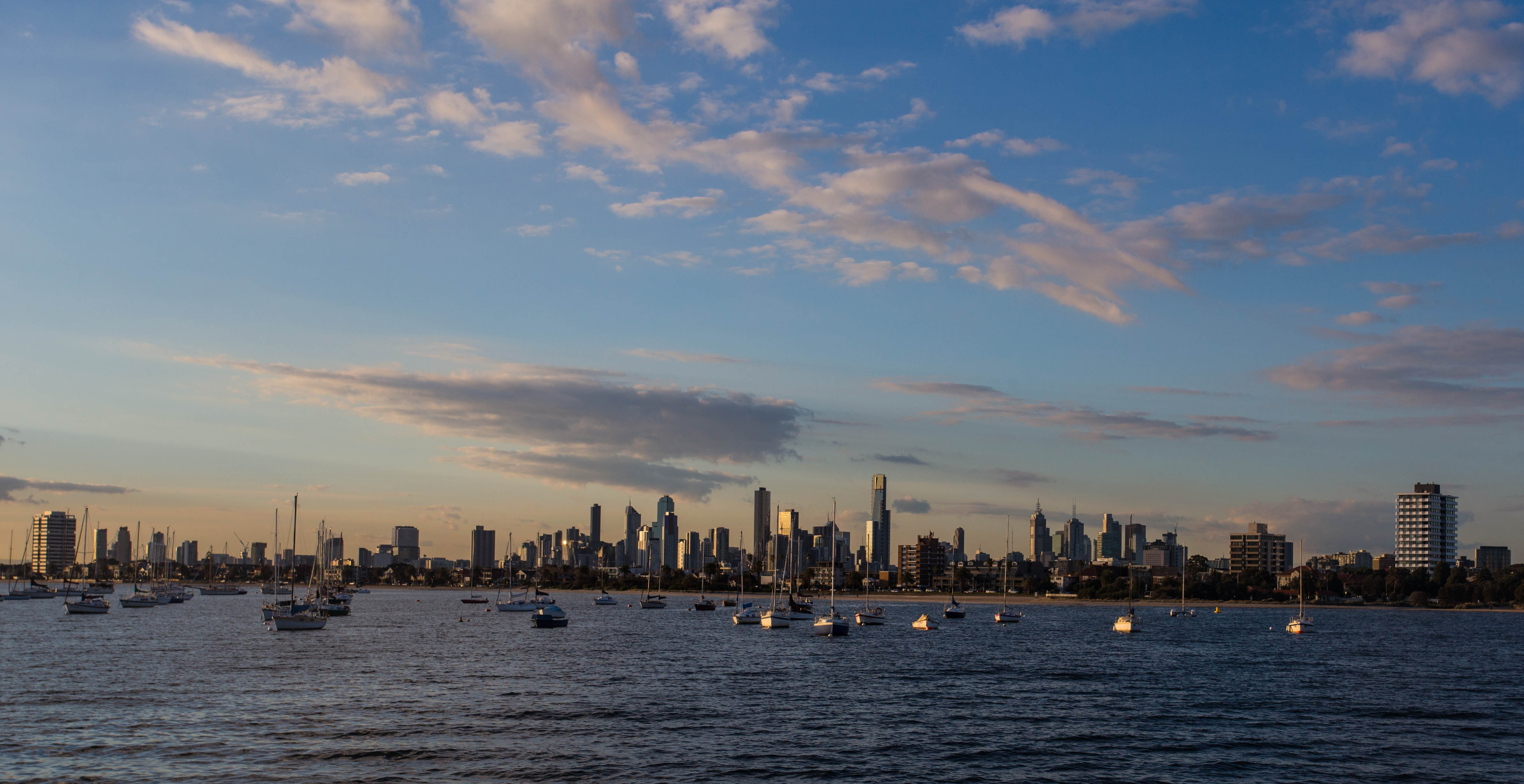 After an evening cycle with Elana out to St.Kilda pier we were rewarded with this view of the Melbourne waterfront