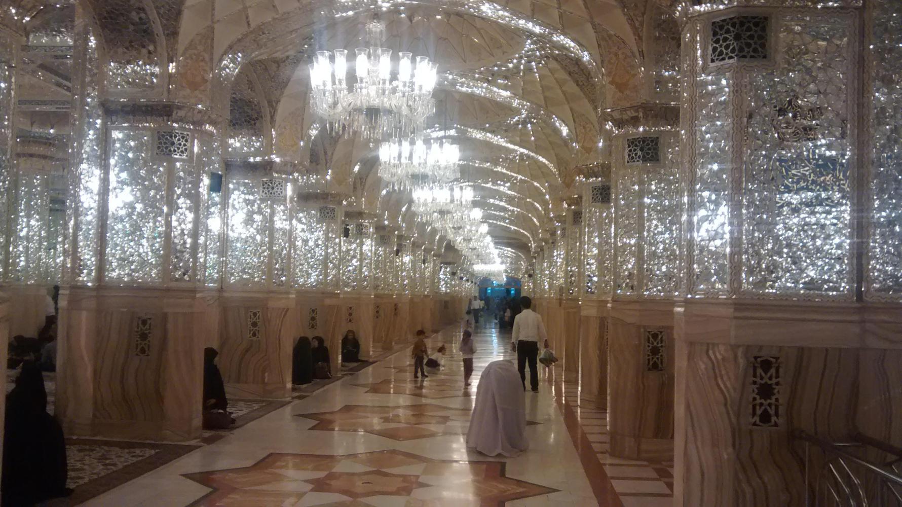 Descending into the strictly Muslim-only area leading to Imam Reza's actual shrine