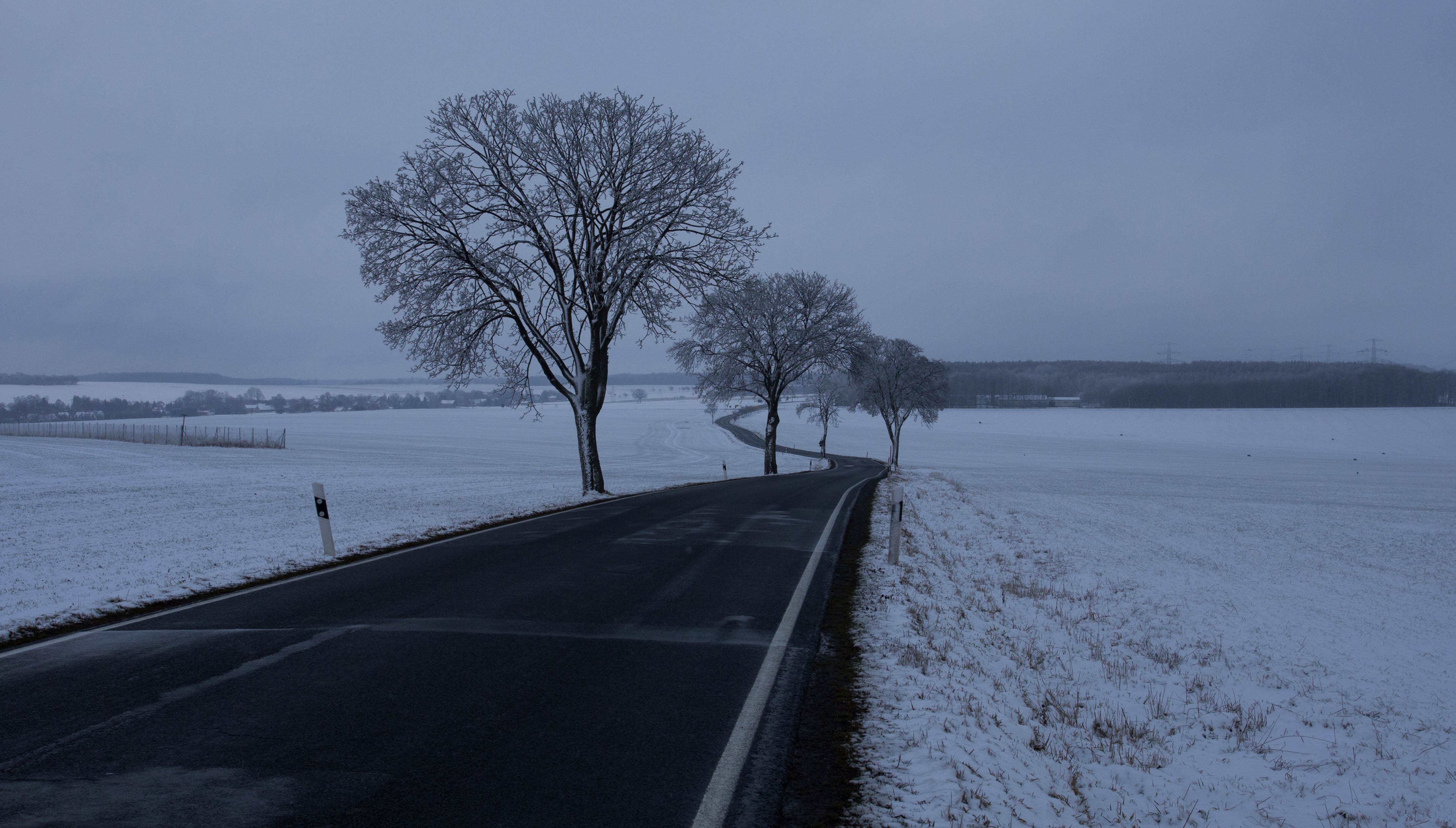 Following an icy ribbon of tarmac through eastern Germany's winter wonderland