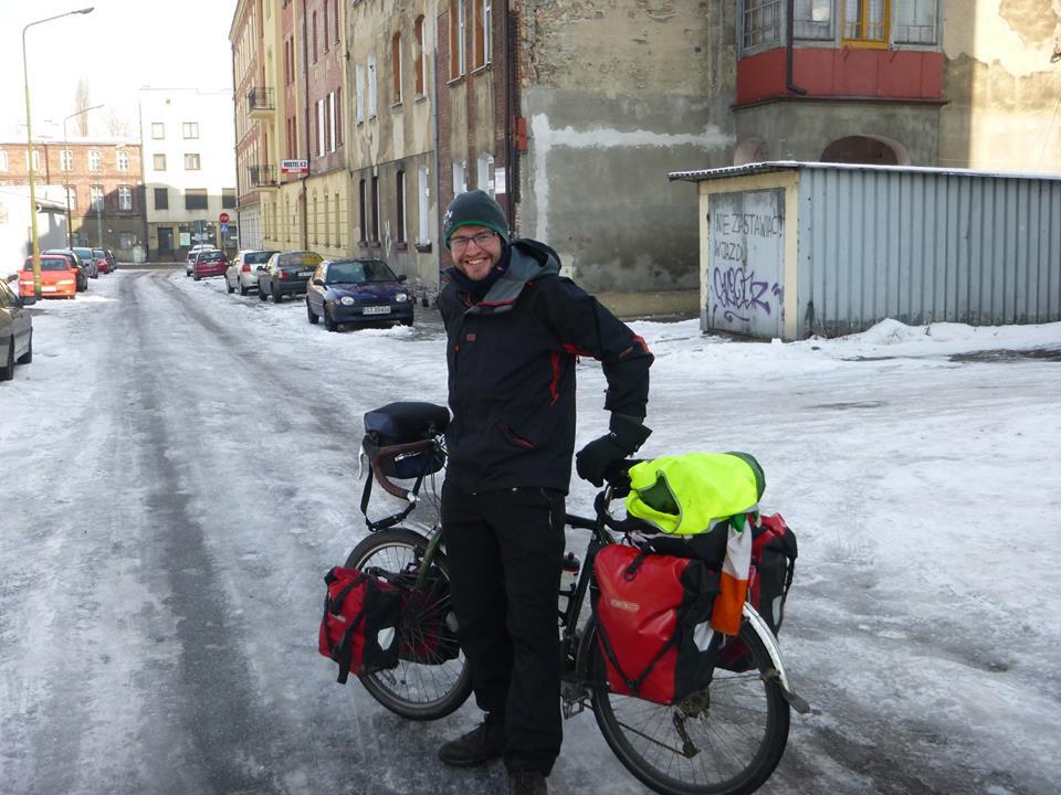 Thanks to Fearghal for this photo of me all layered up and ready to tackle the icy roads out of Katowice