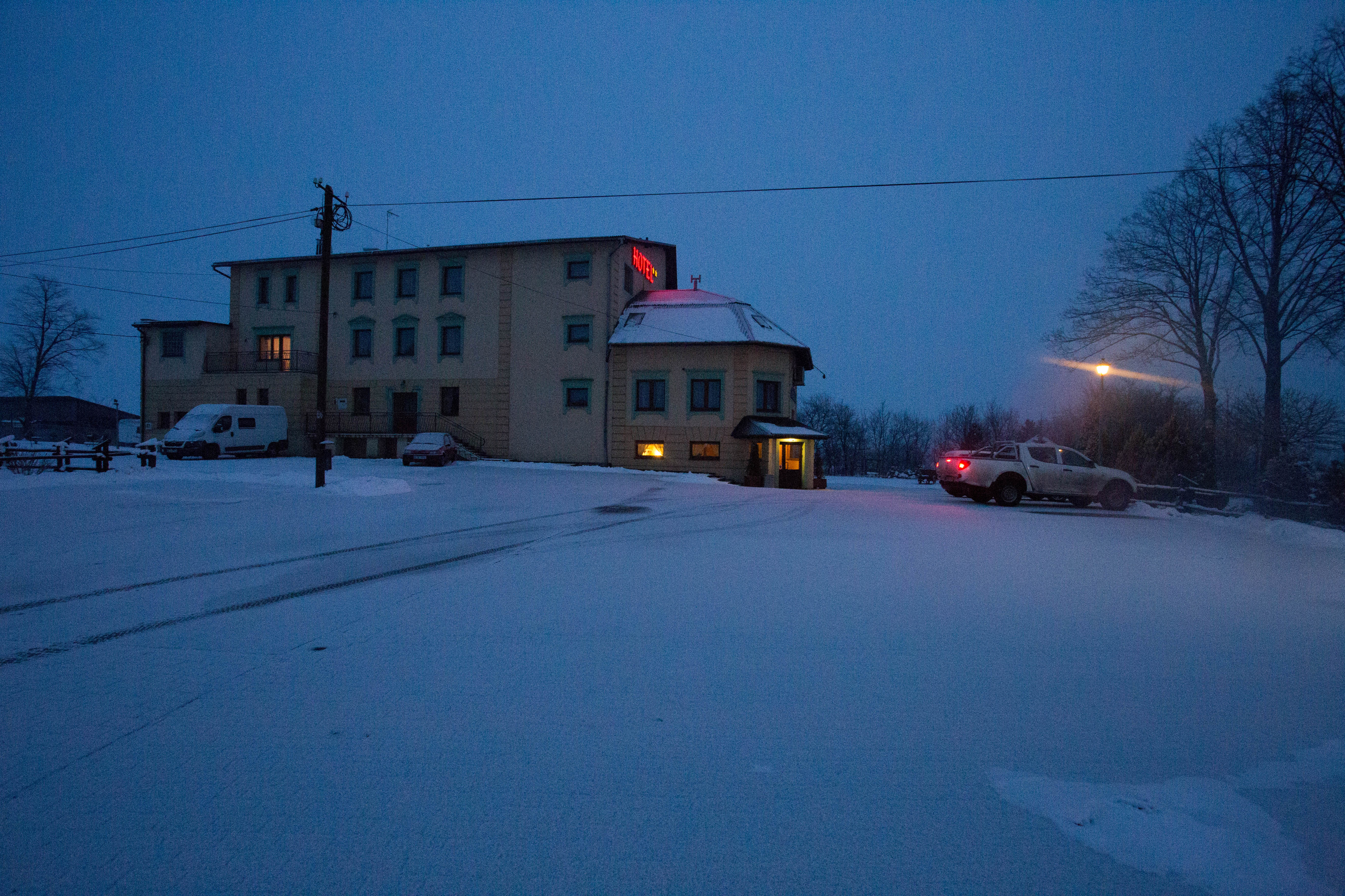 Arriving at a heated village hotel in the near dark after a long day spent battling snow and ice