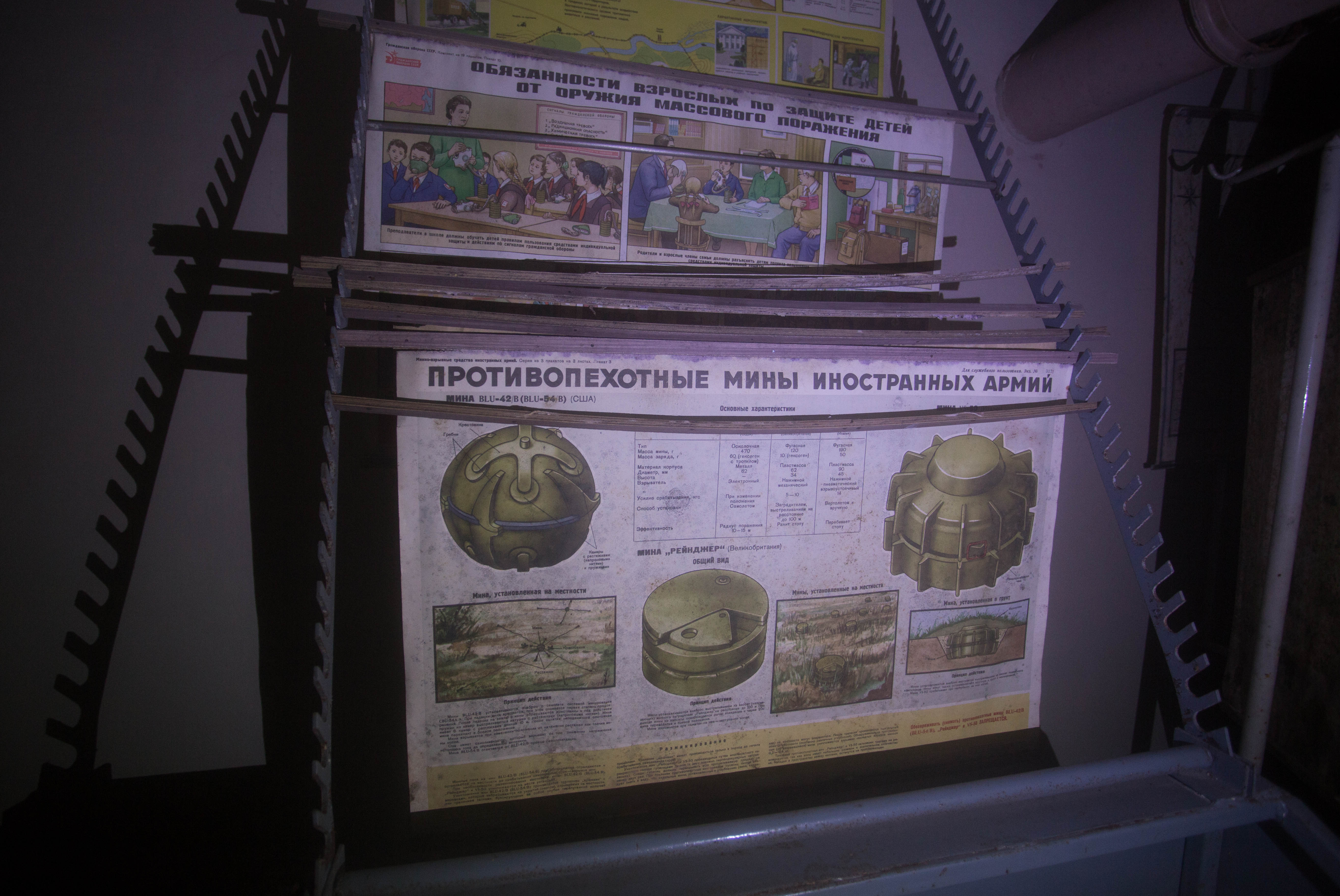 Posters explaining the dangers of landmines