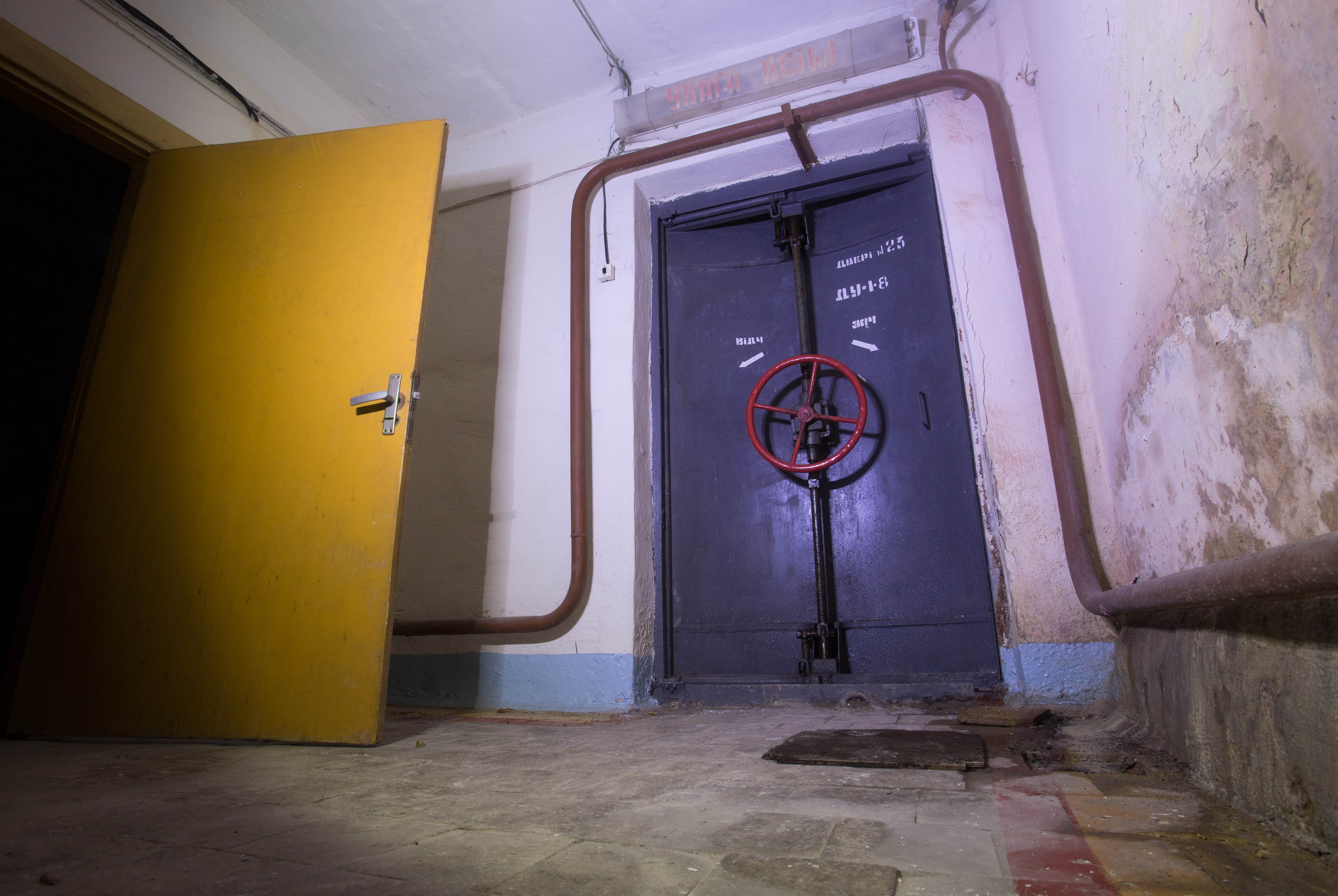 After sneaking through the factory grounds and crawling through the rusted vent, this is the nuclear blast door we came face to face with as we dropped into the abandoned Cold War nuclear bunker