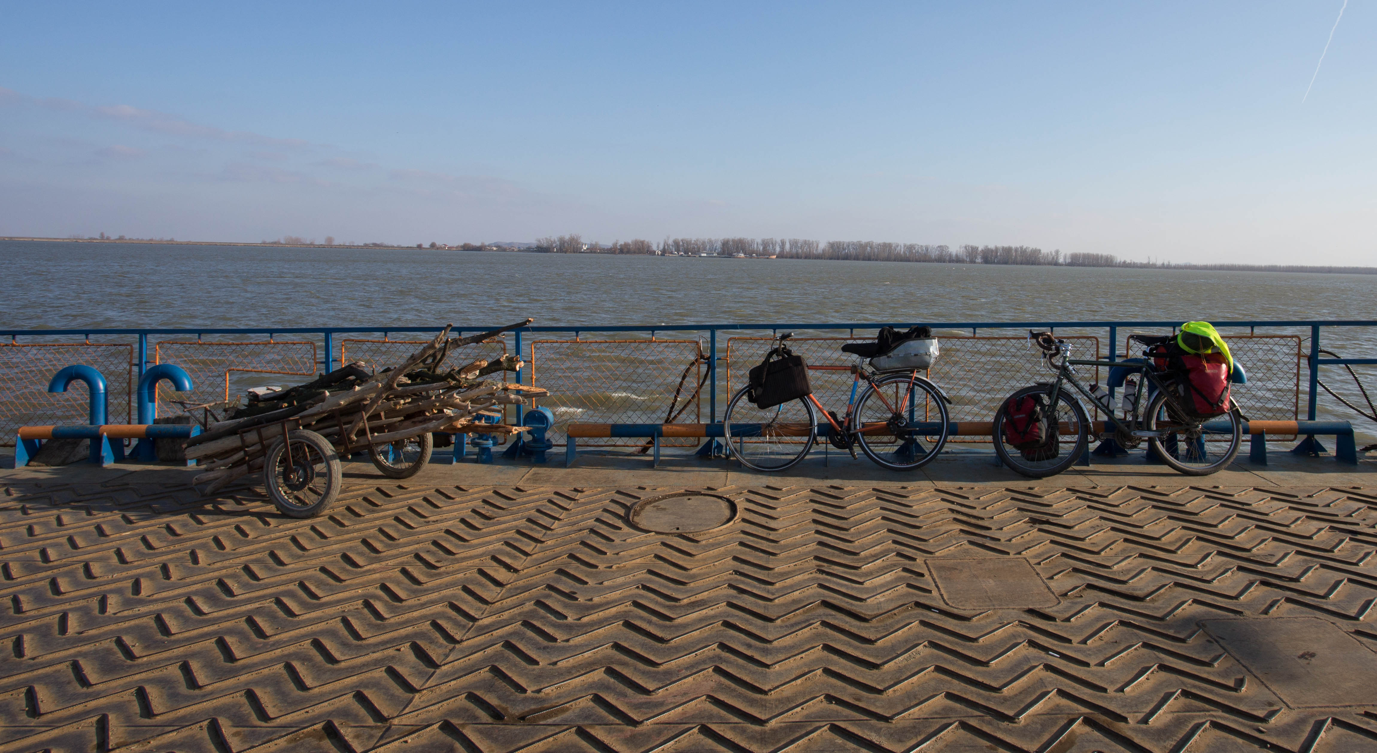 The only other non-motorised transport accompanying me on my ferry crossing of the Danube