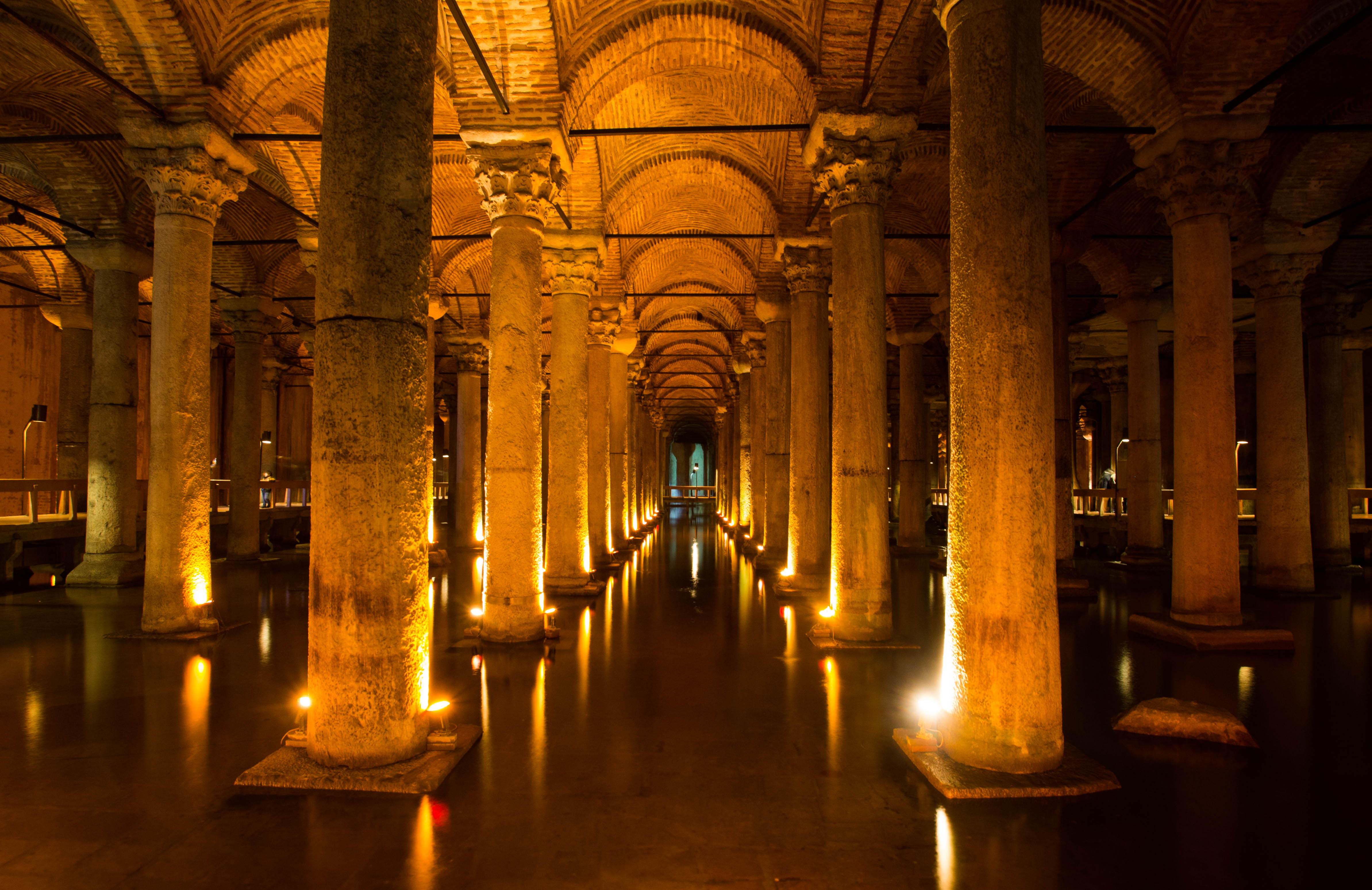 The Basilica Cistern, a huge underground reservoir built in the 6th century