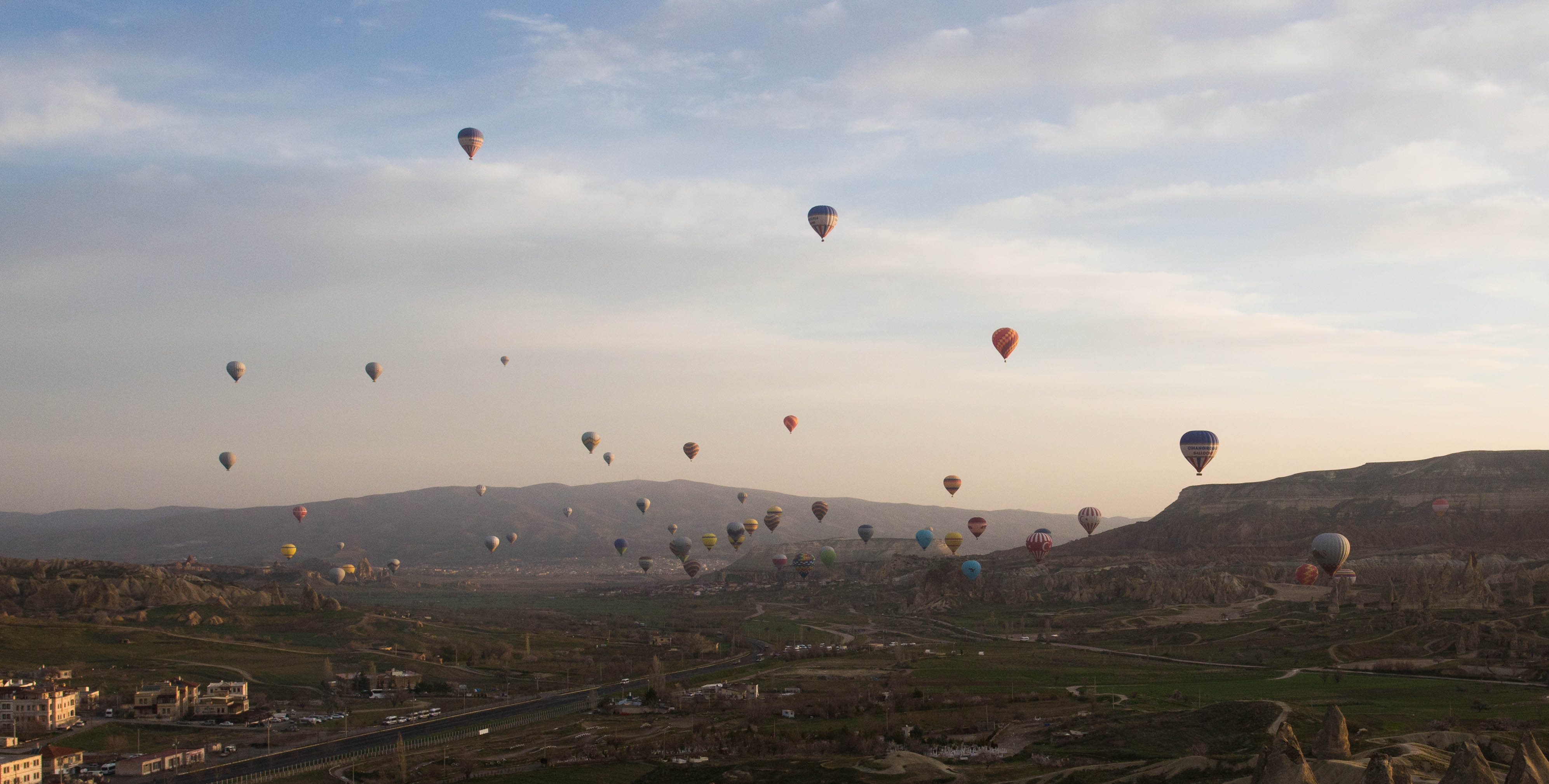 The amount of hot-air balloons in the sky was verging on ridiculous