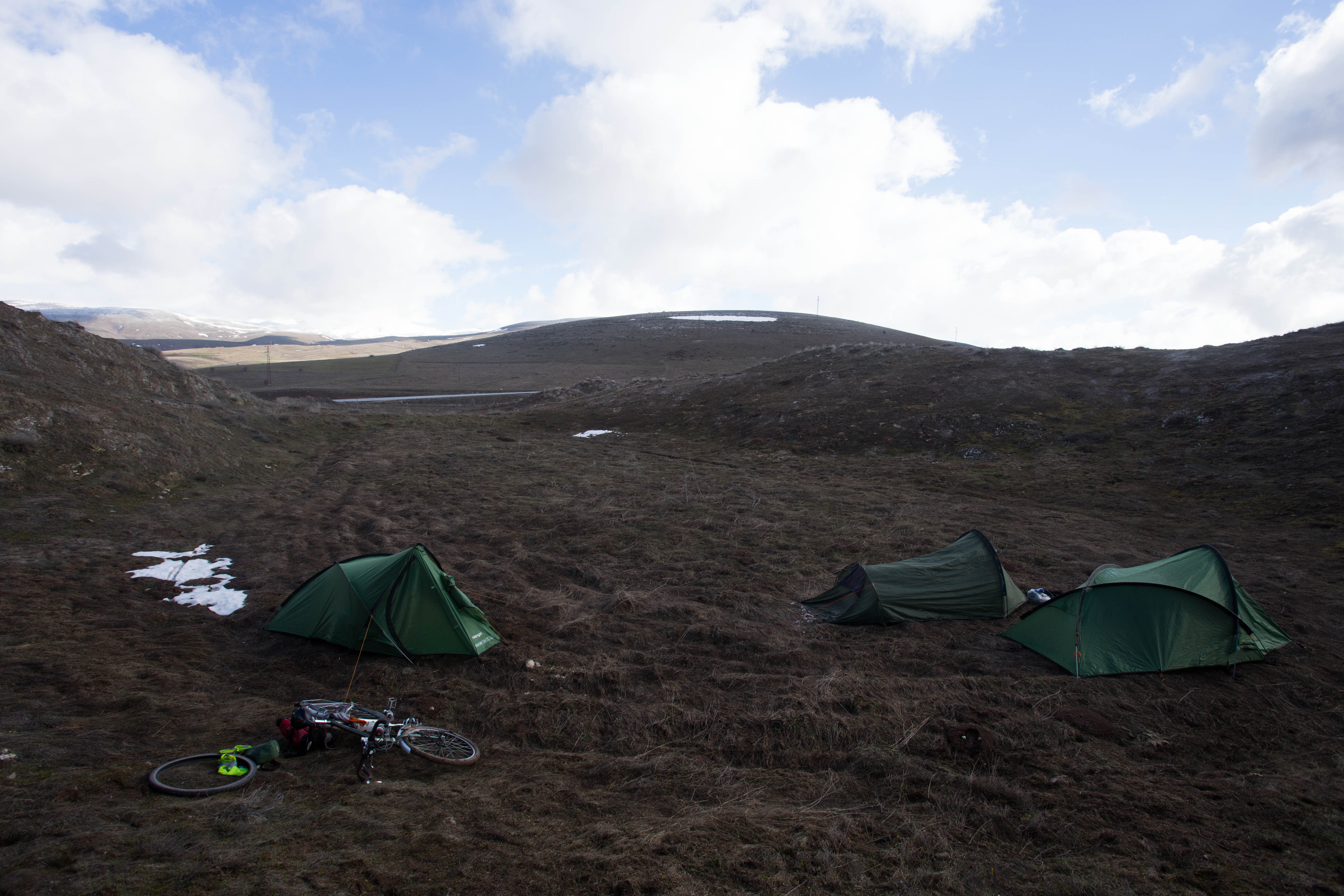 Our final wild camp together at 1,600m on the side of a remote Turkish mountain 