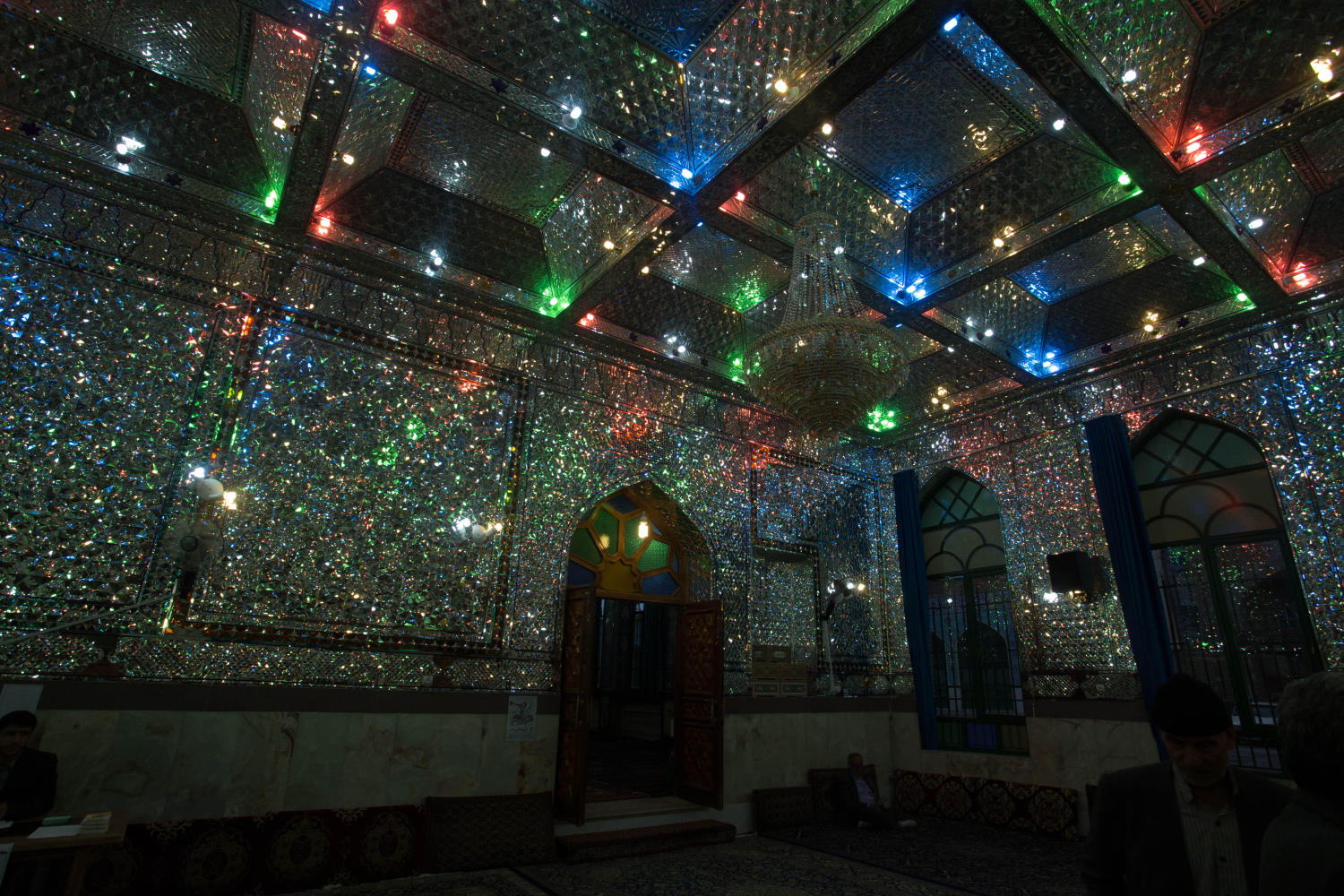 The glittering walls in the entrance hall to Mianeh's main shrine