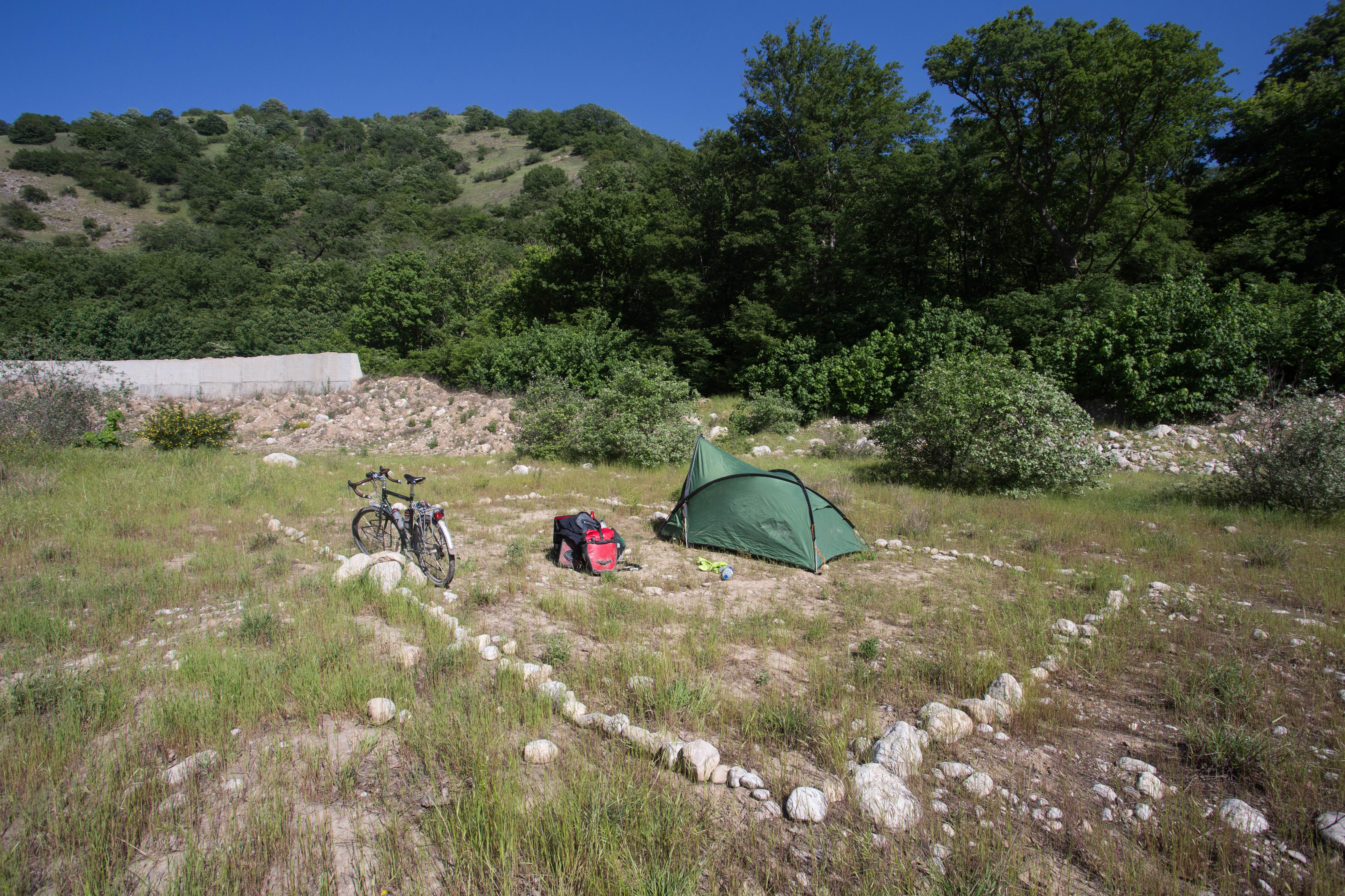 My wild camp in the clearing of Golestan National Park