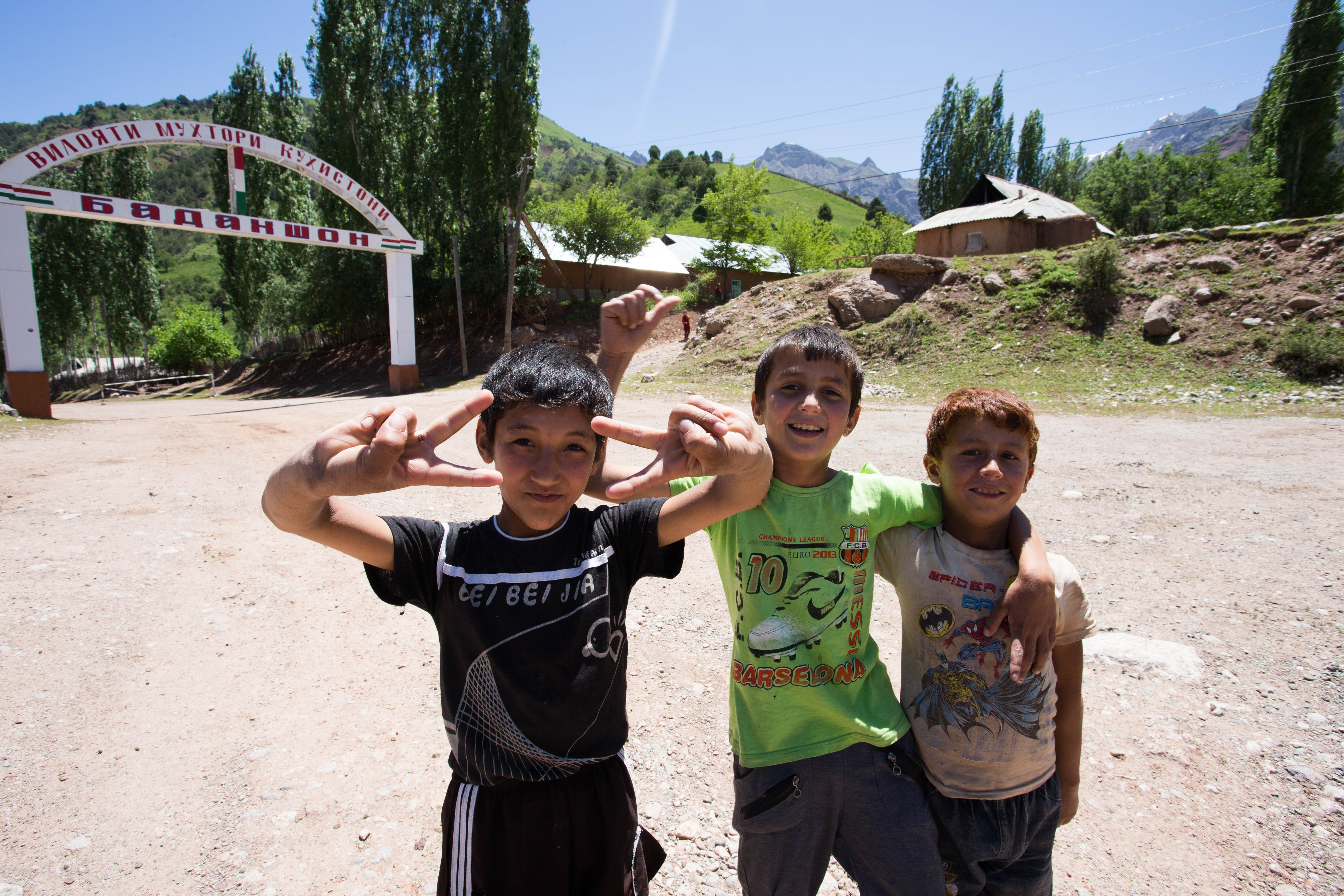Some of the many friendly Tajik kids who would ask for high fives as I passed
