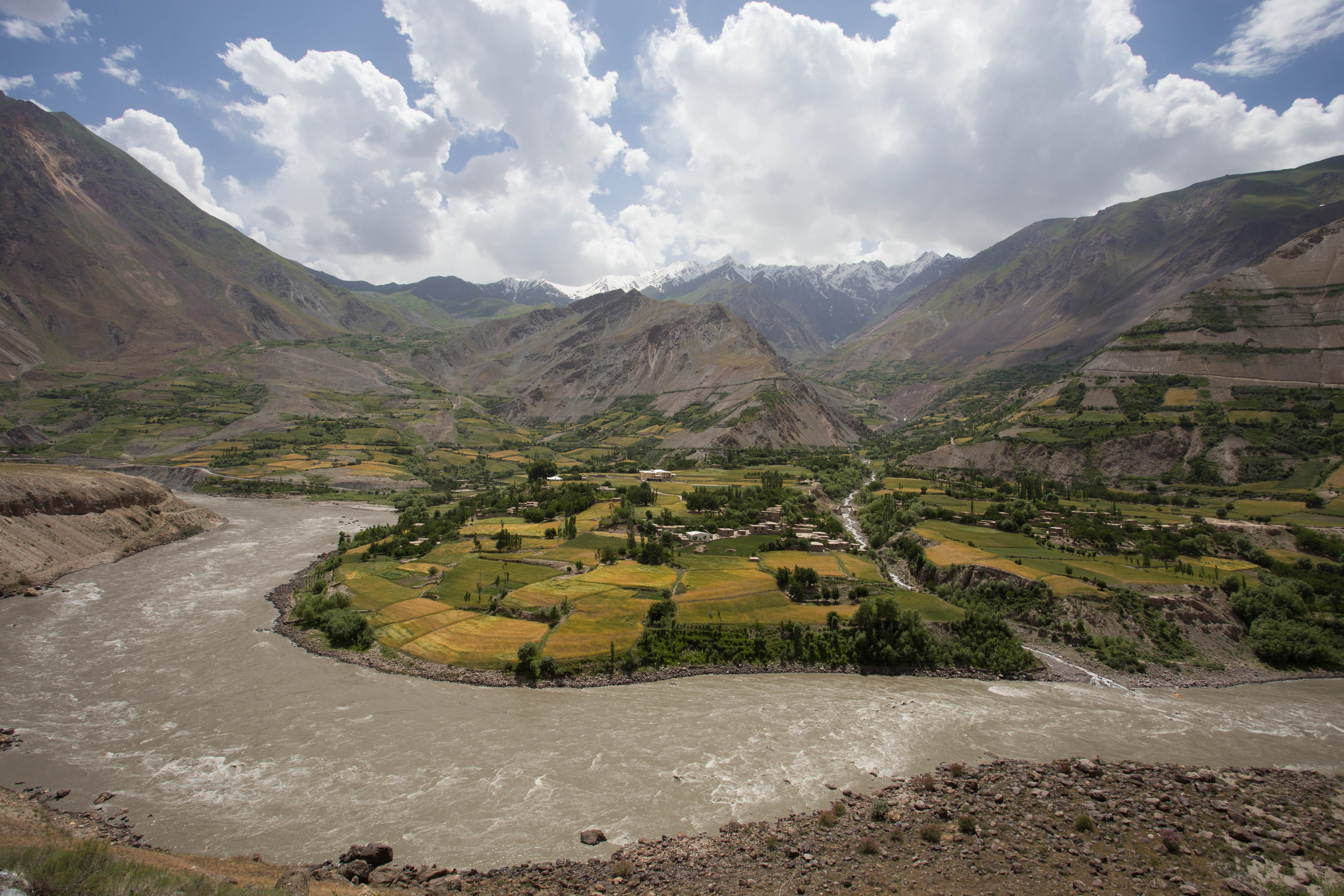 The greenness of Afghanistan was striking at times compared to the bare, rocky landscape on the Tajik side of the river