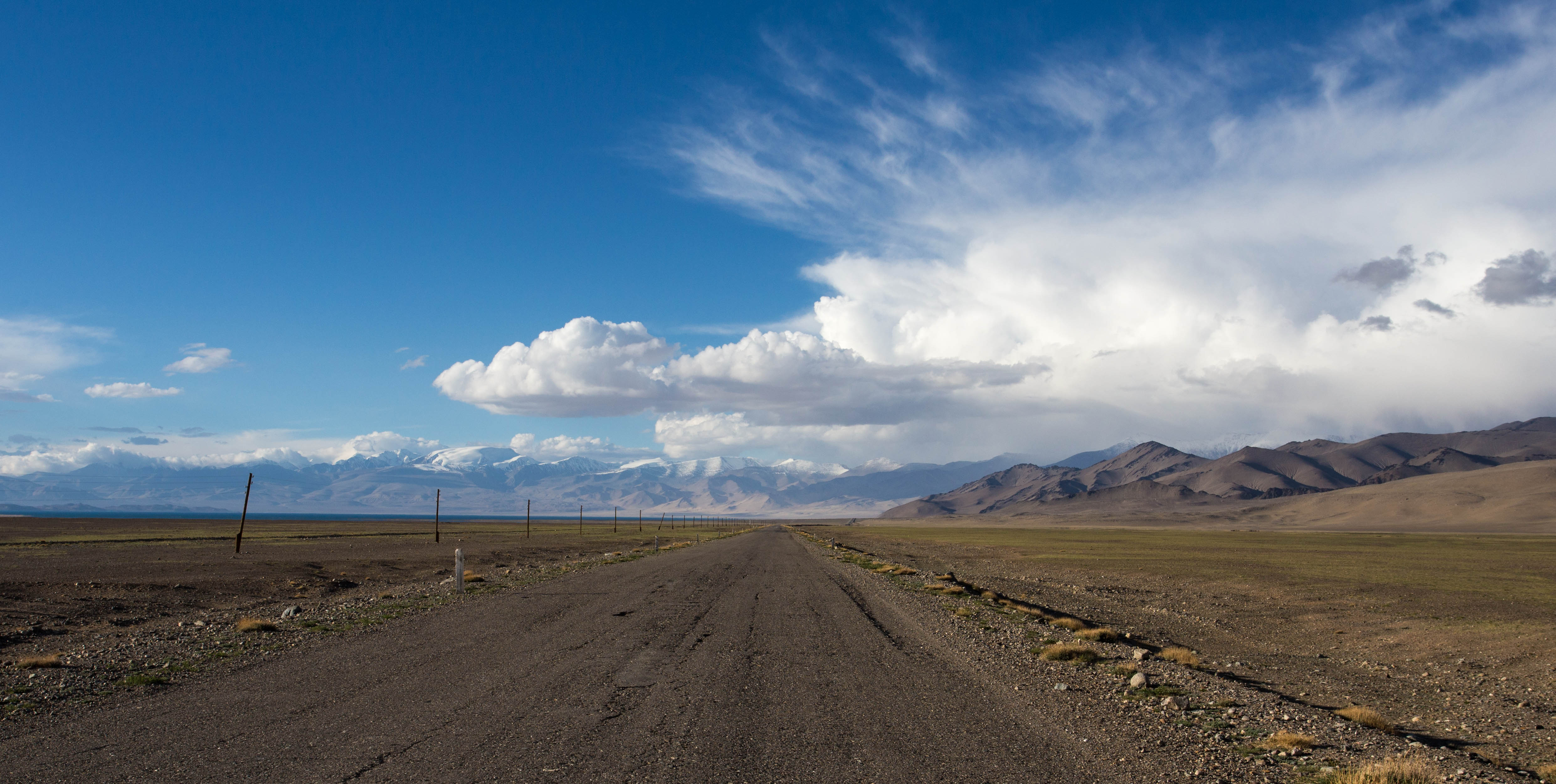 Battling a strong evening headwind towards Karakul Lake where we knew there was a homestay