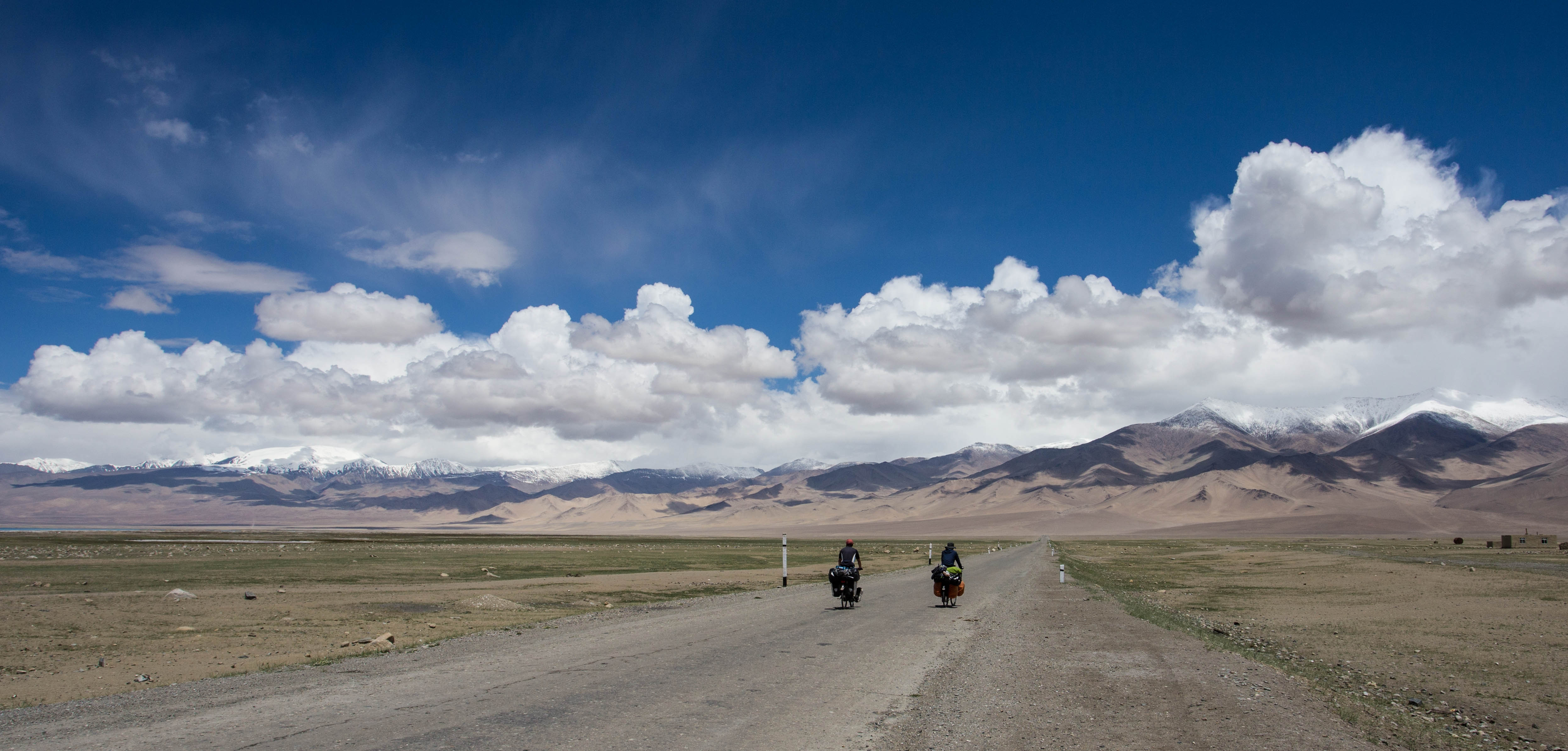Matthew and Kim leaving Karakul in the direction of our last three Tajik passes