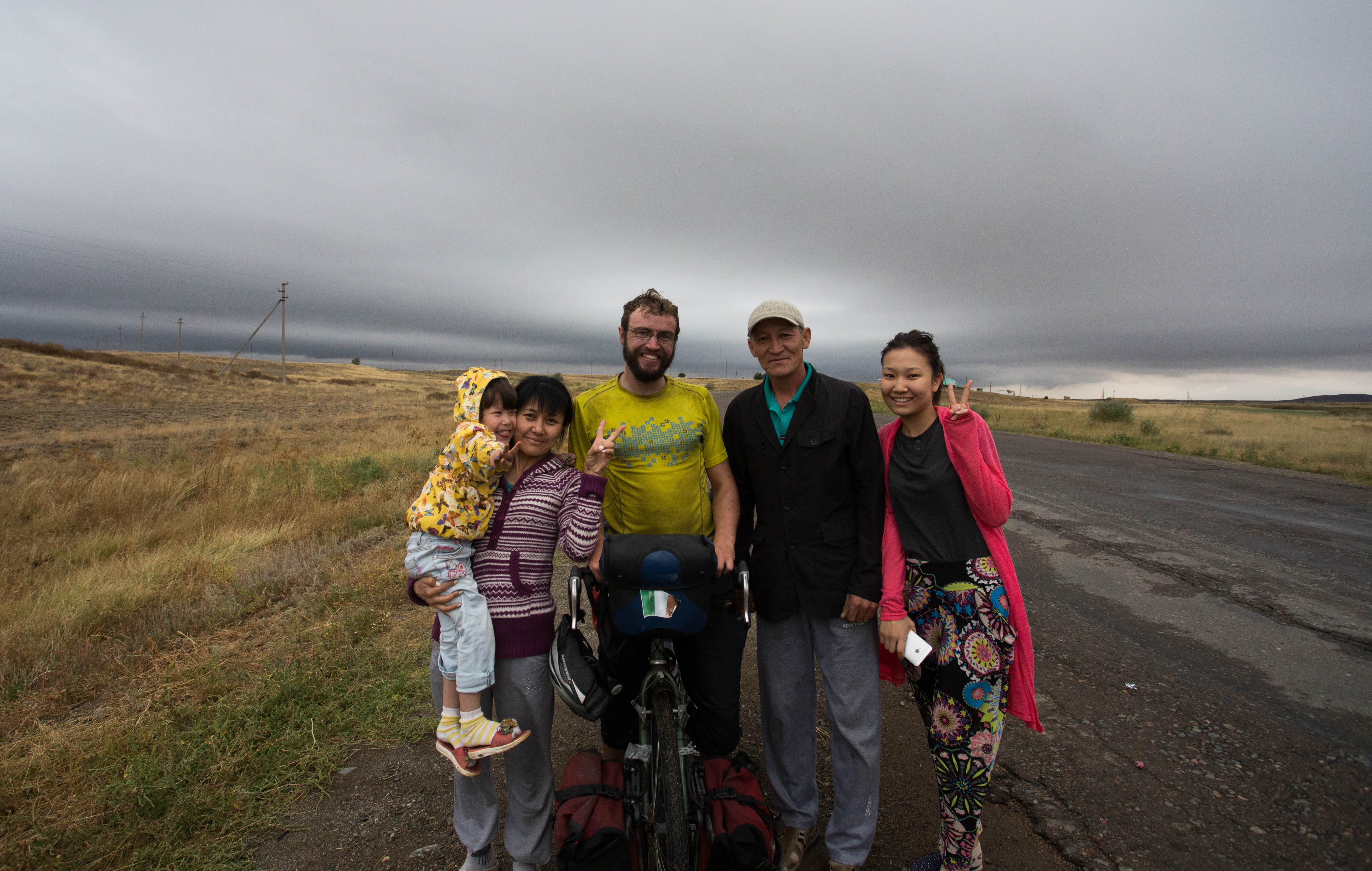 The Kazakh drivers were always so shocked to see a cyclist out here. I was regularly stopped for photos like this one!