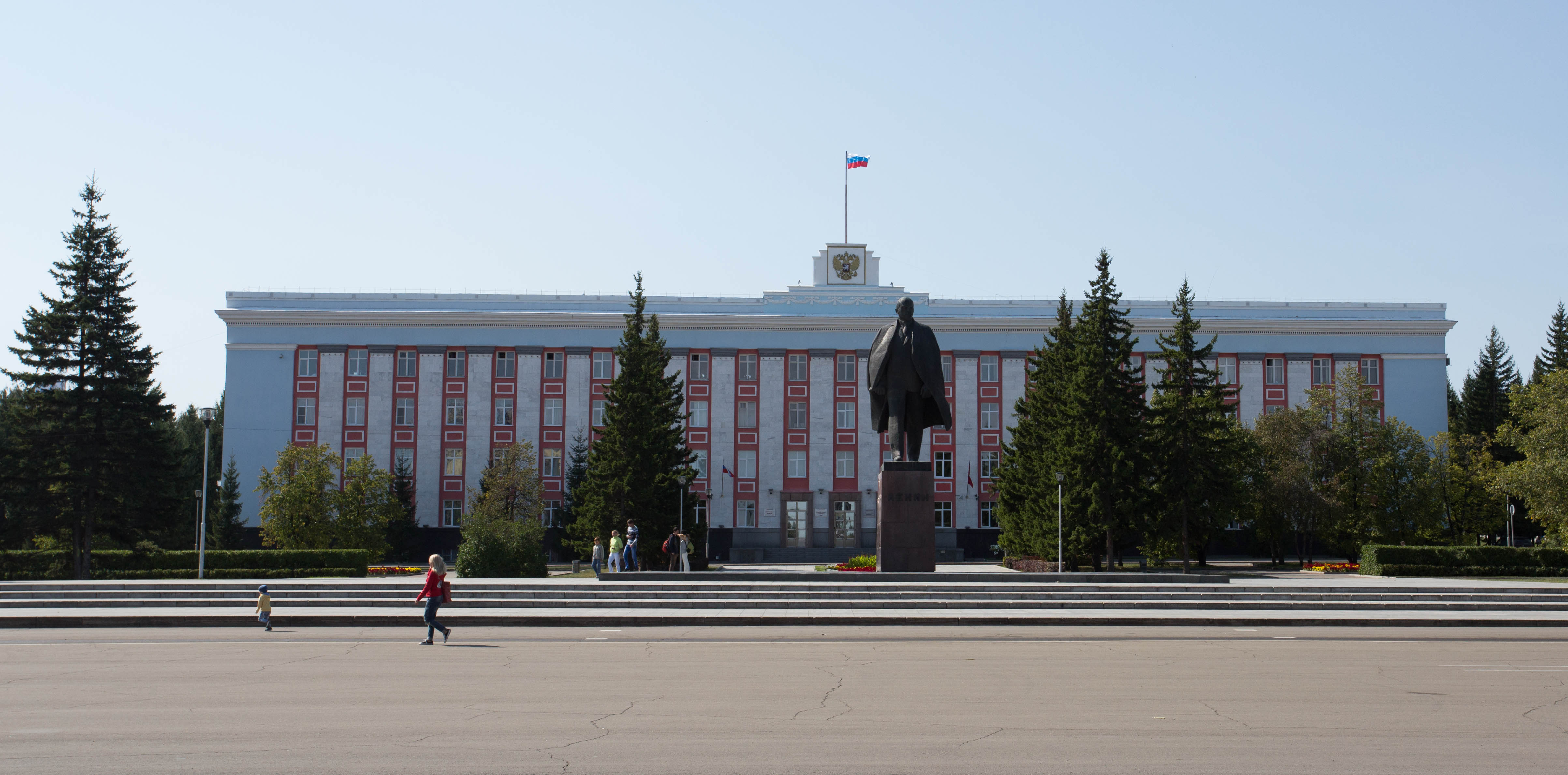 A statue of Lenin overlooking Barnaul. Statues of him abounded throughout this part of Russia.