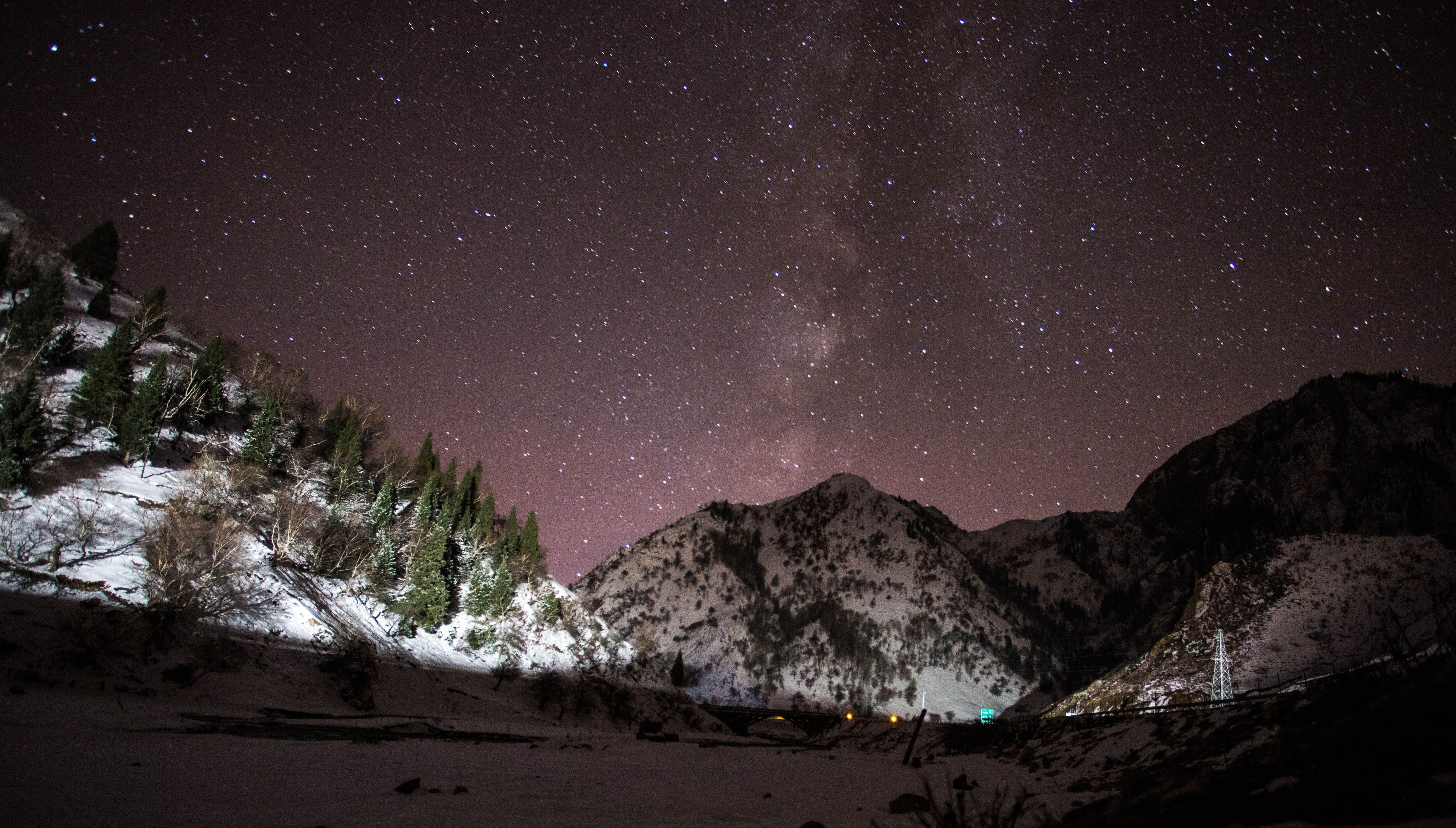 The view back down the valley from my first wild camp in China with the Milky Way hanging overhead