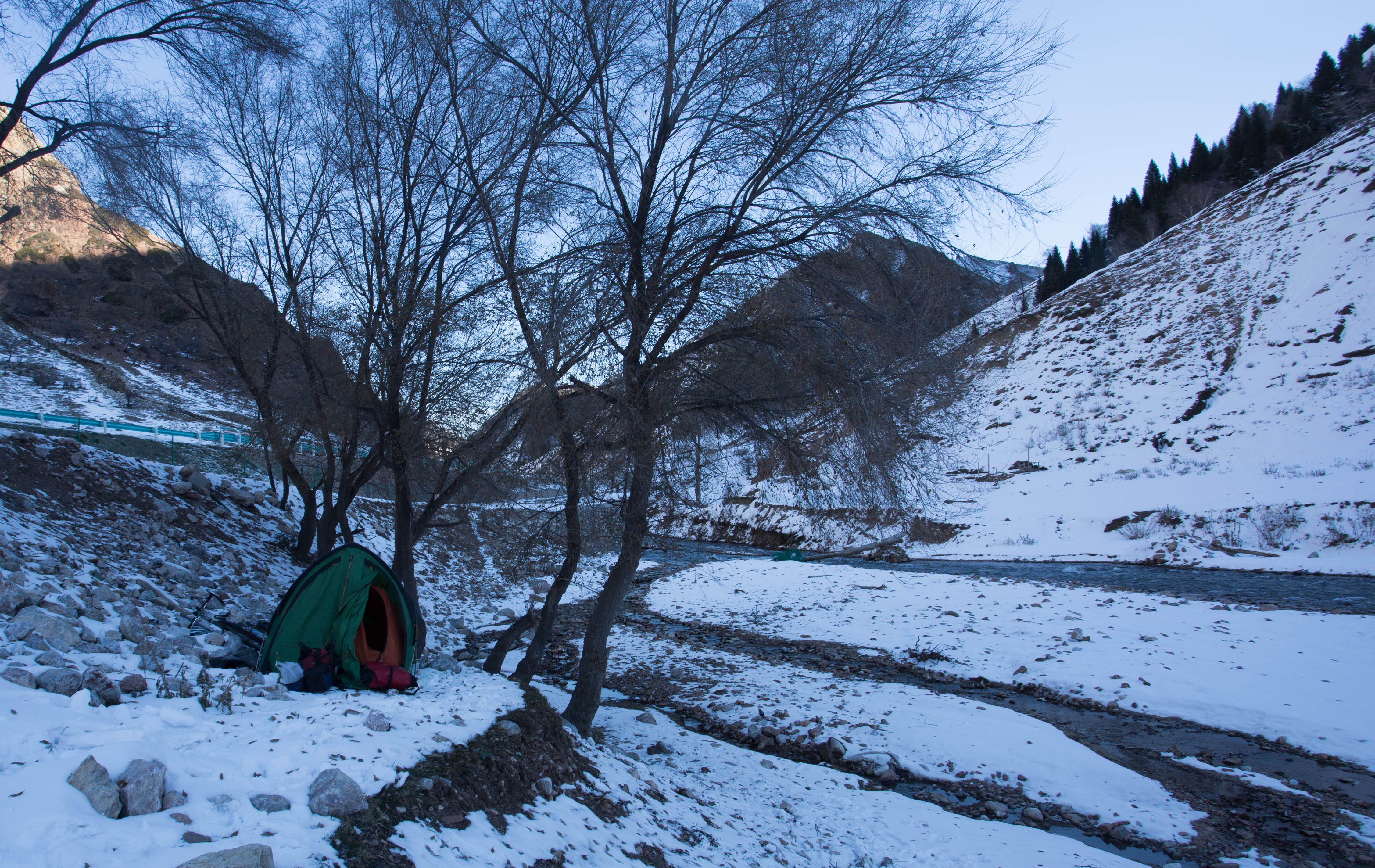 My freezing wild camp which had afforded me such great night-time views down the valley