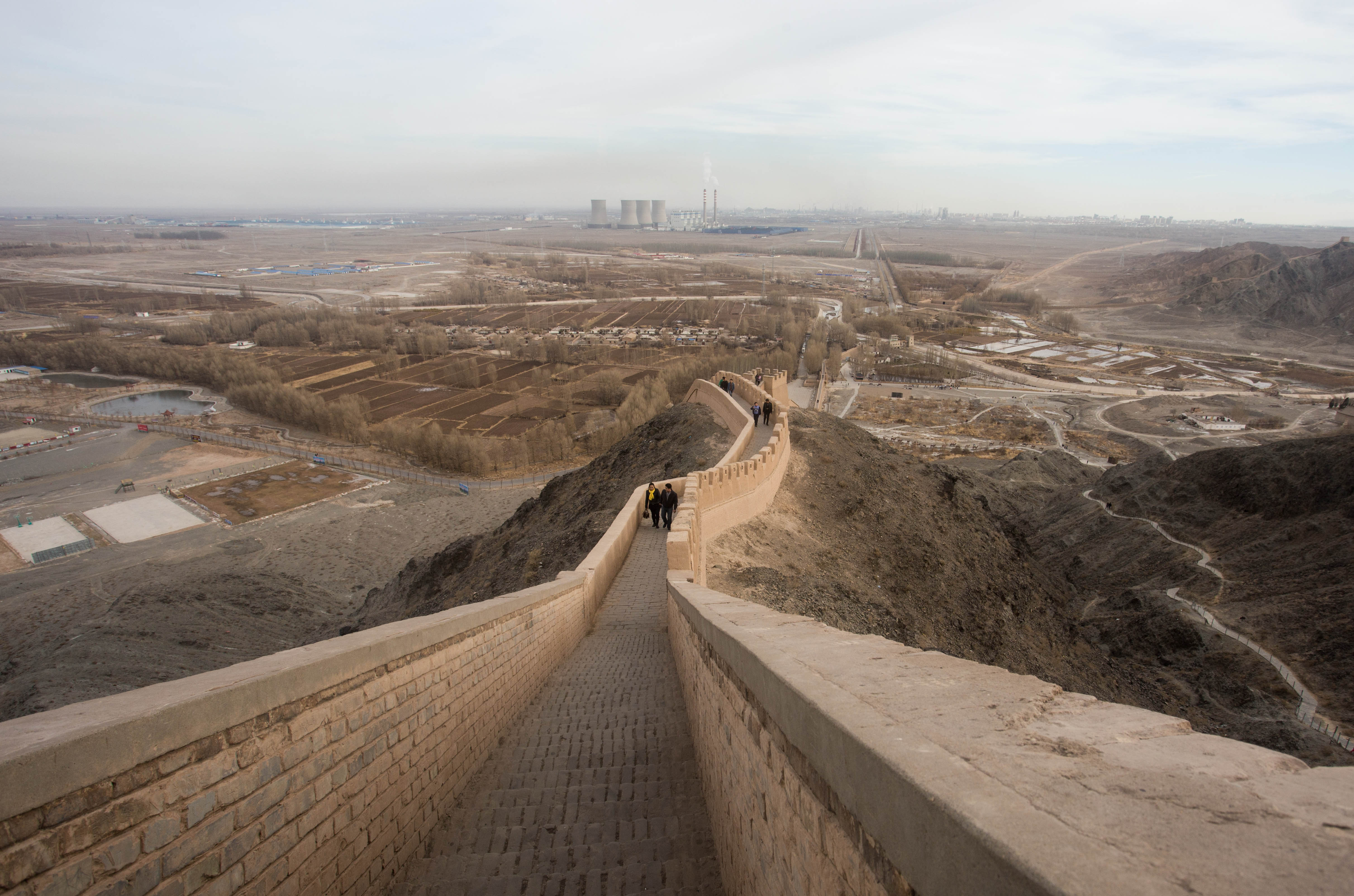 The barren landscape, smog and power station which you would not expect to be viewing from such a famous landmark