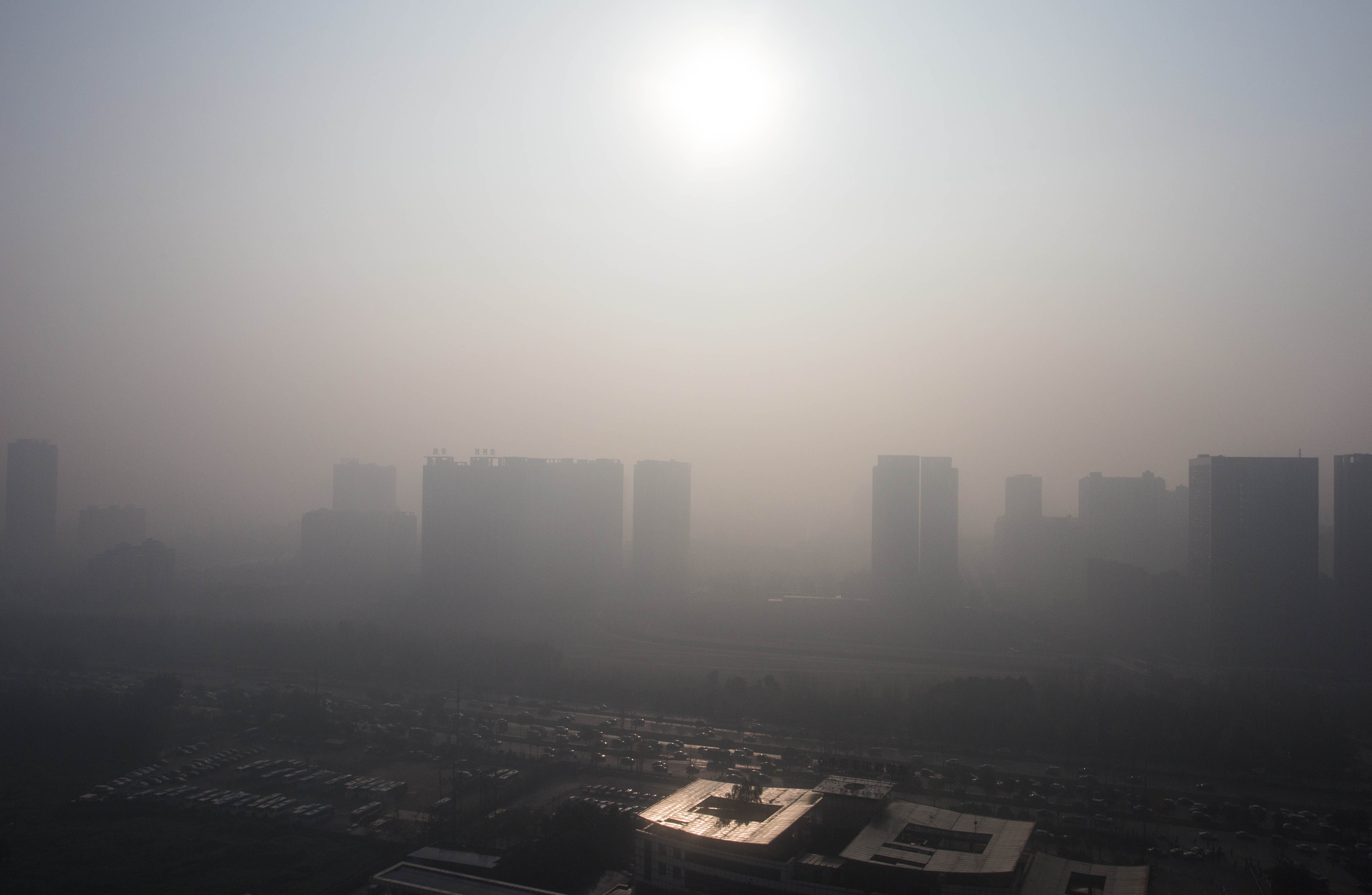 Viewing the thick smog of Chengdu from Sarah and Scott's apartment