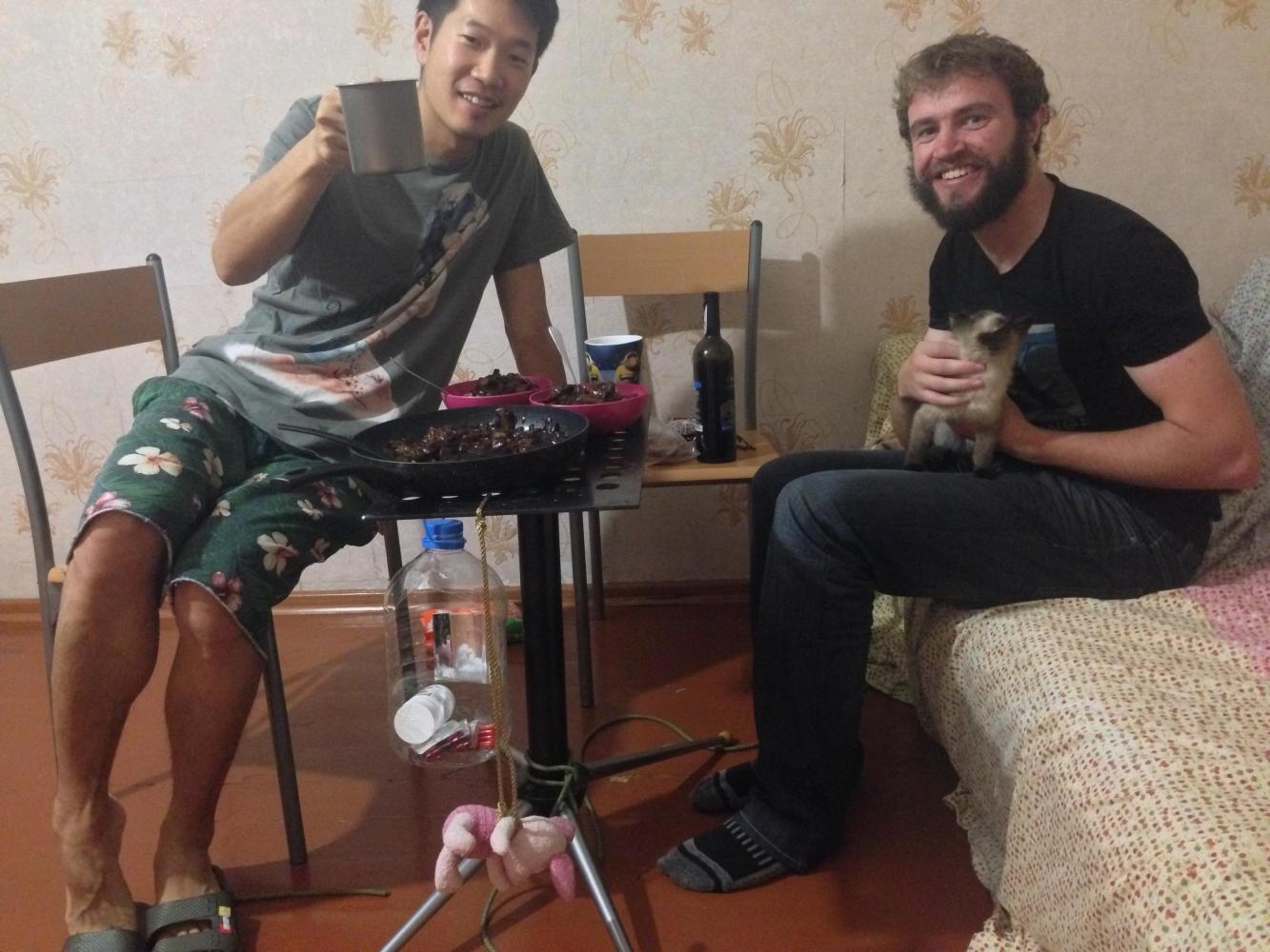 Delighted to be reunited with Kim in Bishkek. Here we enjoy some of his great Korean cooking.